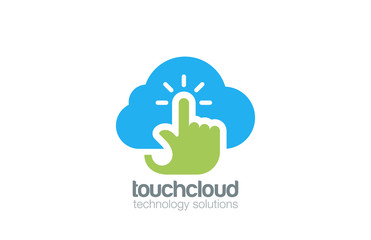 Hand Touch Cloud computing Logo design vector
