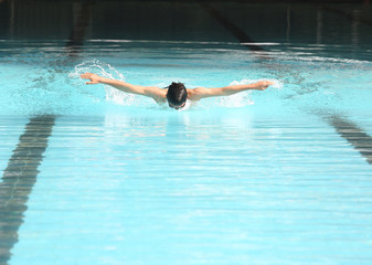 Butterfly stroke  swimming sport practice for competition