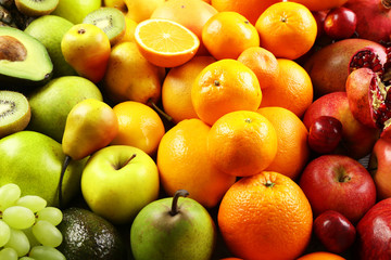 Assortment of exotic fruits close-up
