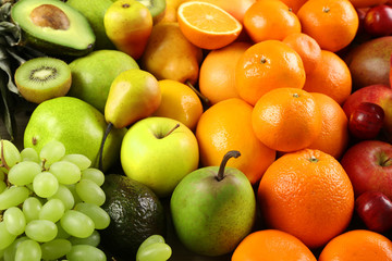 Assortment of exotic fruits close-up