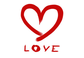 Red heart with letter LOVE