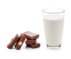 milk and chocolate bars on white background