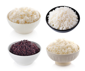 bowl full of rice on white background