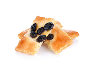 cracker with raisins isolated on white