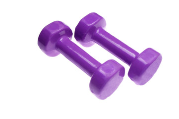 Pair of purple dumbbells Isolated on white background