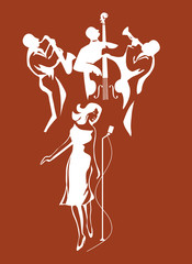 Jazz female vocalist and jazz band