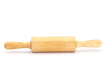 Wooden rolling pin on white background