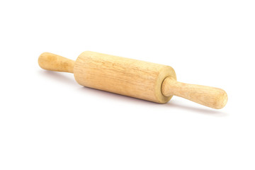 Wooden rolling pin on white background