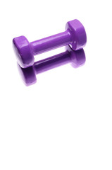 Pair of purple dumbbells Isolated on white background