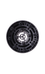 Obraz premium Close-up of a black hairdryer diffuser, isolated on white background