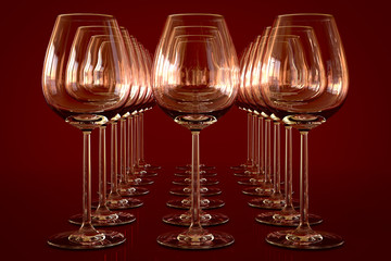Empty wineglasses on a row