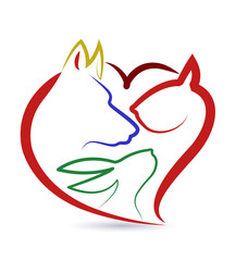 Vector Cat dog bird and rabbit logo