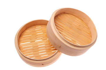 Chinese Bamboo Steamer isolated on white background