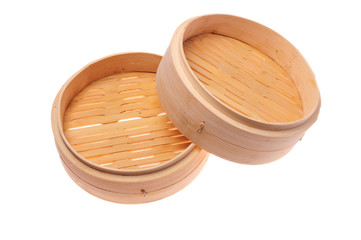 Chinese Bamboo Steamer isolated on white background