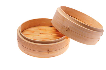 Chinese Bamboo Steamer isolated on white background