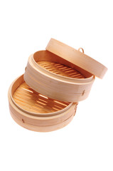 Chinese Bamboo Steamer isolated on white background