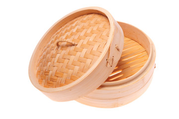 Chinese Bamboo Steamer isolated on white background