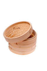 Chinese Bamboo Steamer isolated on white background