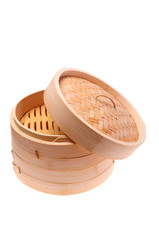 Chinese Bamboo Steamer isolated on white background