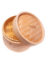 Chinese Bamboo Steamer isolated on white background