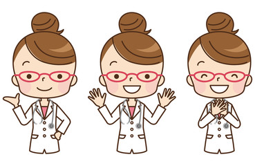女性　医師　表情　セット
