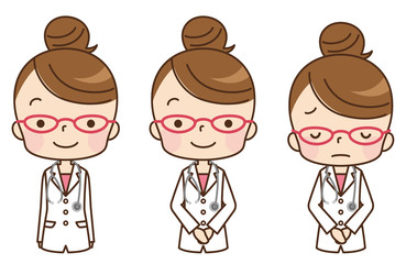女性　医師　表情　セット