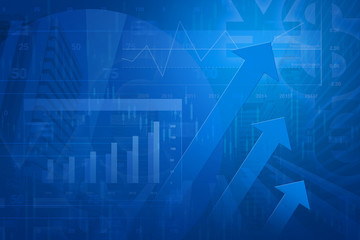Arrow head with Financial chart and graphs