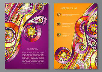 Set of Poster Templates with doddle pattern.