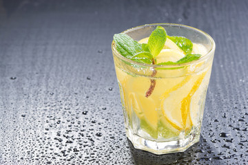 mint lemonade on a dark background