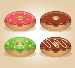 Vector donuts illustration set