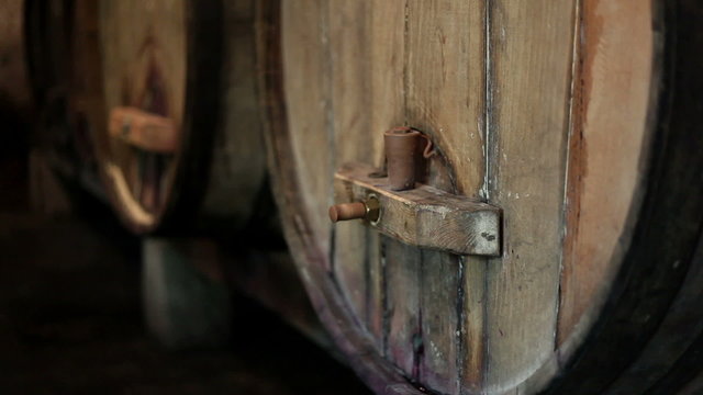 Shot of old wooden barrels