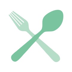 spoon and fork, silhouette, vector icon