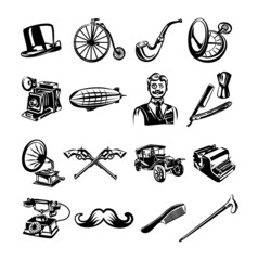 Vector retro black icon set © PrettyVectors