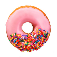 Donut with sprinkles isolated on white background - 77443290