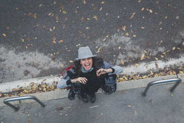 Top view of a beautiful young brunette