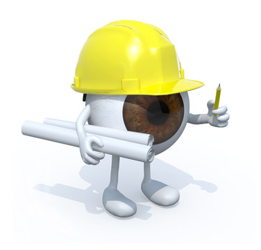eyeball architect with hard helmet