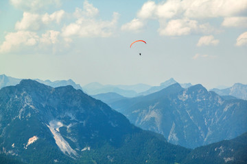 Paraplane in the sky above the  Alps