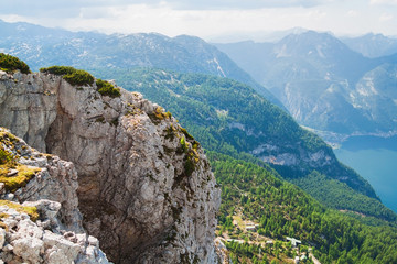 View on Alps, rocks and lake Hallstattersee. Austria
