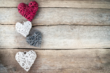 Heart on a wooden background. Vintage style.