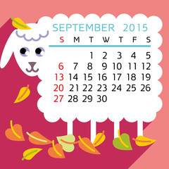 calendar SEPTEMBER 2015 sheep