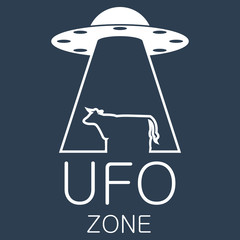 Vector ufo zone logo on blue background