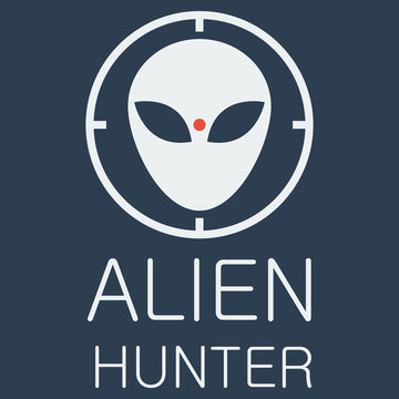 Vector alien hunter on blue background