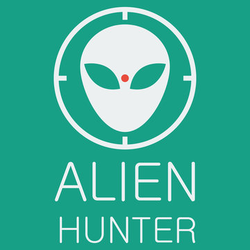 Vector alien hunter on green background