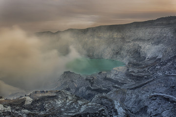 Crater of volcano Ijen. Java. Indonesia.
