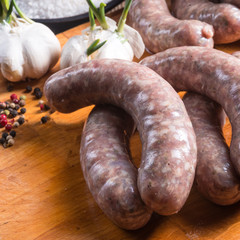 Home-made white sausage out pigs and calf meat