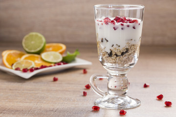 Healthy glass of fruit muesli