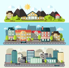 Obraz premium Landscape City Banner Flat