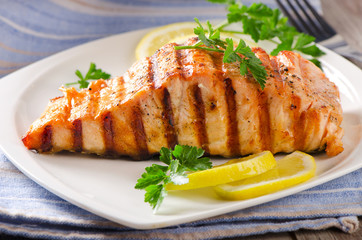 Grilled Salmon with lemon and  herb.