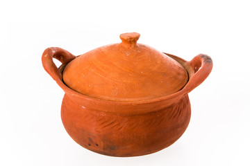 clay pot on white background