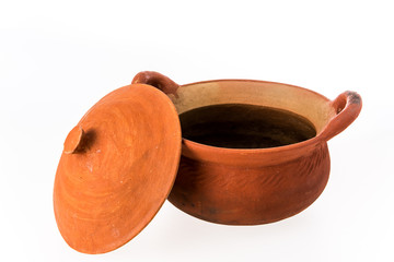 clay pot on white background